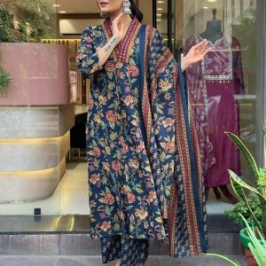 Divastri Women Cotton Rayon Kurta Palazzo Dupatta Set