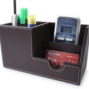 Vanquish 3 Compartments WOODEN Desk Pen Pencil Holder O...
