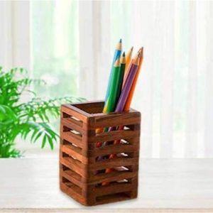 Taargo crafts 1 Compartments Wooden Pencil and pen hold...