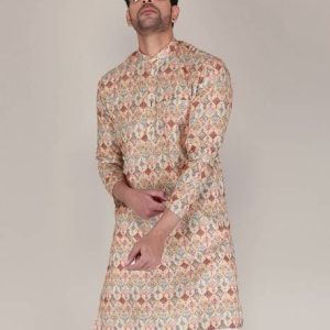 FUBAR Men Printed Cotton Blend Straight Kurta
