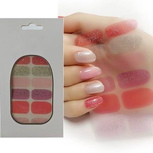 S.A.V.I 12PCS Glittery Gel Nail Stickers Full Nail Art ...