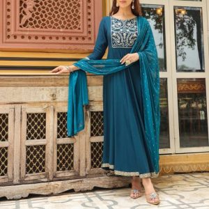 Janasya Women Viscose Rayon Kurta Pant Dupatta Set