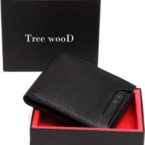 Tree Wood Men Travel, Formal, Trendy Black Genuine Leather RFID ...