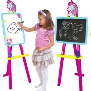 ITOYS Unicorn Easel Writing Board for Kids with Stand t...