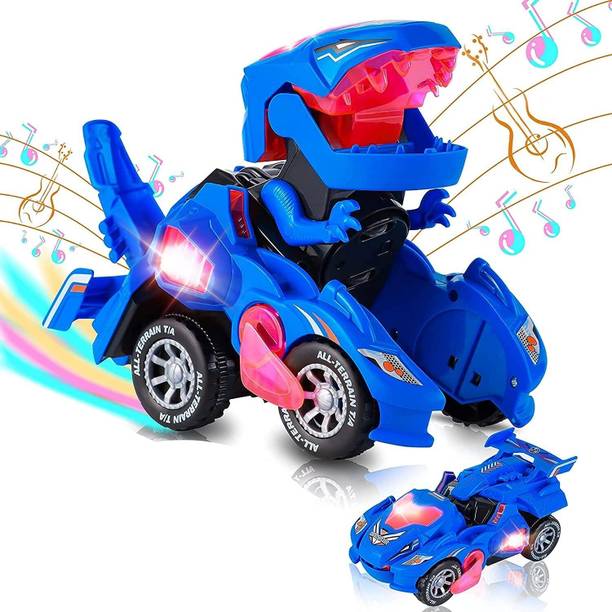 JP GLOBAL Automatic Transforming Dinosaur Car with LED ...
