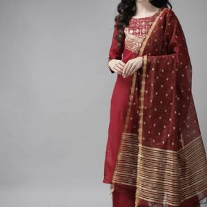 Indo Era Women Cotton Blend Kurta Palazzo Set