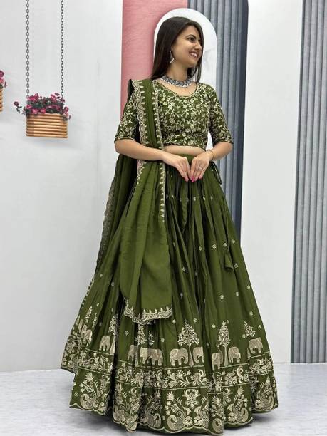 SHENKY Embroidered Semi Stitched Lehenga Choli
