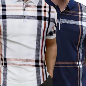 AUSK Pack of 2 Men Checkered Polo Neck Cotton Blend Multicol...