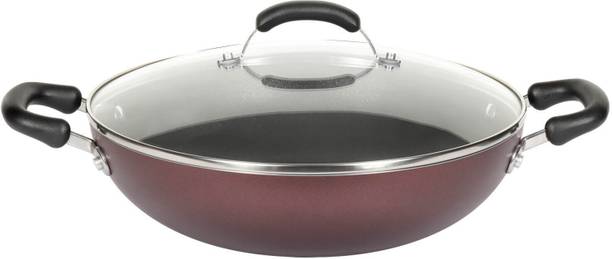 Meyer Merlot Non-Stick Kadai/Wok With Lid, 30cm Kadhai ...