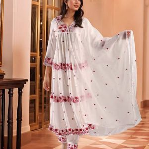 Gosriki Women Viscose Rayon Kurta Pant Dupatta Set