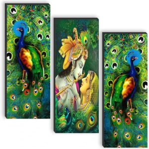 saf Set of 3 Lord Radha krishna UV textured self adeshi...