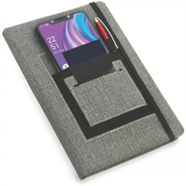 FINARO A5 Notebook with Mobile Pocket, Card Holder Pock...