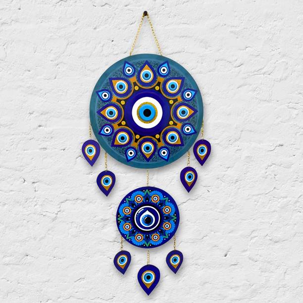 Home Delight Mandala Evil Eye Wall Hanging Wooden Art D...