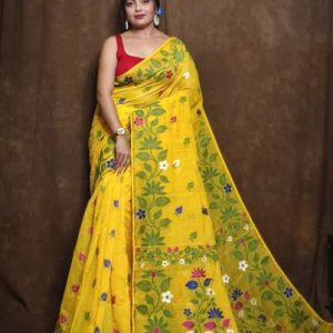 Lakshmi Boutique Self Design Jamdani Cotton Blend Saree