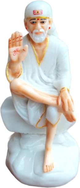 om sai toys Marble Ashirwad Hand Sai Baba Idol/Murti fo...