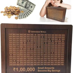 DARSHANAM WORLD Wooden Money Saving Box |Counting targe...