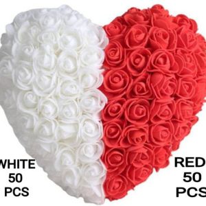 Nilam 100 PCS Artificial Foam RED And WHITE Rose Flower...