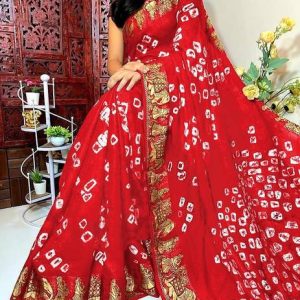 JERAVI Enterprise Hand Painted Bandhani Art Silk Saree