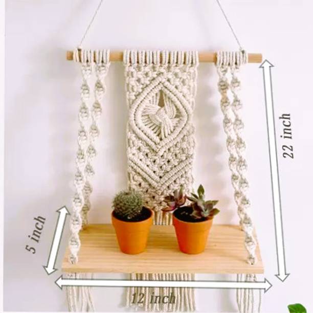 RAKANO Macrame Wall Hanging Shelf Indoor Boho Wall Deco...