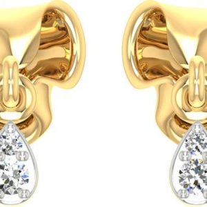 avsar Yellow Gold 14kt Cubic Zirconia Stud Earring