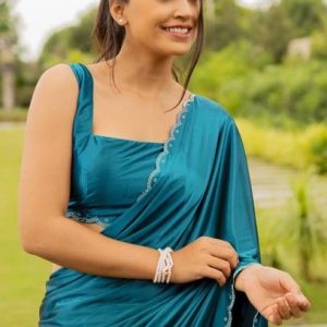 SUBHAM Solid/Plain Bollywood Silk Blend Saree