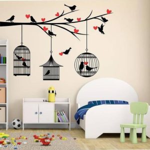 Decor hubb 85 cm Birds Cages Love Wall Sticker for Home...