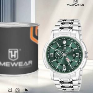TIMEWEAR Green Dial Day Date Functioning Stainless Steel Chain A...