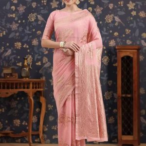 House of Pataudi Woven Banarasi Linen Saree