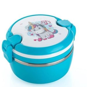 AK10ZONE Stainless Steel Printed Round Shape Lunch Box ...