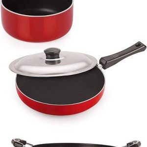 NIRLON Non Stick Kitchen Utensil Combo Cookware Set Red...