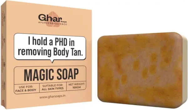 GharSoaps Magic Soap Sandal Wood And Saffron for DeTan and Glowing Brightening Skin  (100 g)