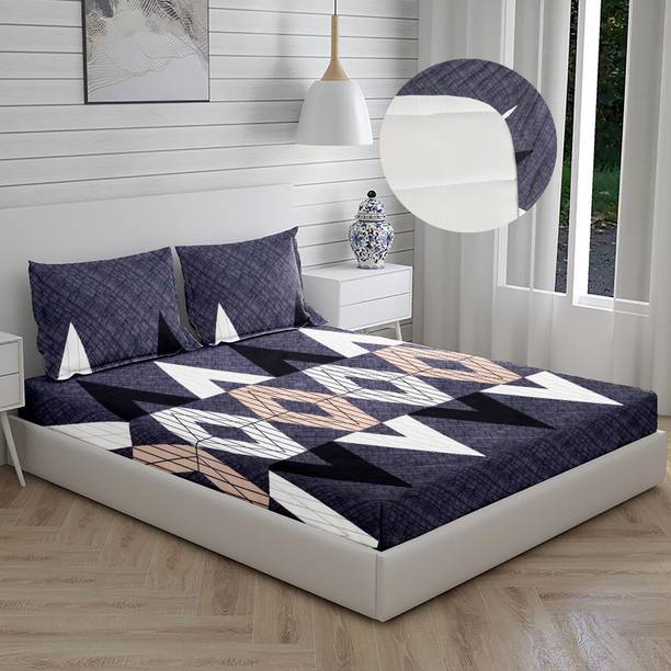 GEETA HOMES 180 TC Cotton Double Floral Fitted (Elastic...