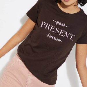 MAX URB_N Women Printed, Typography Round Neck Pure Cotton ...