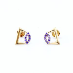 Bliss diamonds Yellow Gold 18kt Cubic Zirconia Stud Ear...