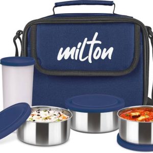 MILTON Containers and 1 Tumbler with Jacket, Blue 4 Con...