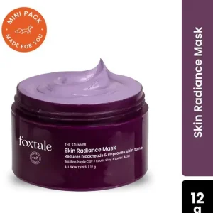 Foxtale Detan Skin Radiance Mask, With Lactic Acid & Brazilian Purple Clay, Removes Tan  (12 g)