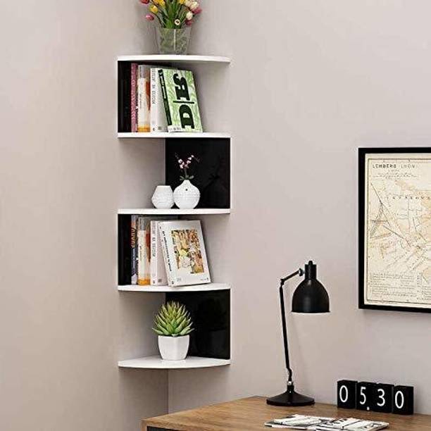 woodinzo Zig Zag Home Decor Floating Display Rack Stora...