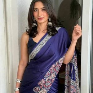 MARUTI ONLINE STORE Printed Daily Wear Silk Blend, Pure Silk Saree