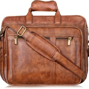 Refresh Styles Tan Color Faux Leather 28L Big Size Office Laptop Bag F...