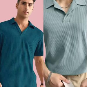 Christy World Pack of 2 Men Solid Polo Neck Polyester Multicolor T-Sh...