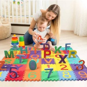 Kidzfun 36 Pieces of Learning Alphabets Mats for Kids/B...