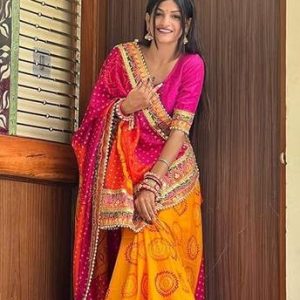 2SD gratitude Embroidered Bandhani Chiffon Saree