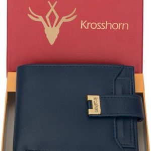 Krosshorn Men Blue Artificial Leather RFID Wallet - Regular Size