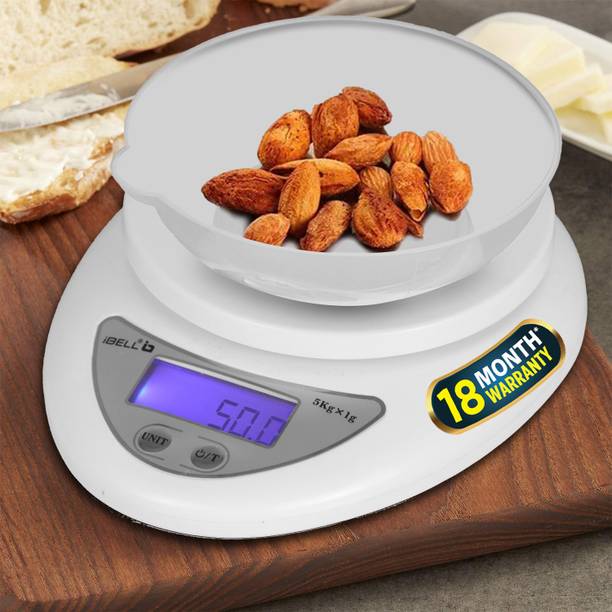 iBELL KS501M Food Weighing Scale, 5kg, Tare Function, L...