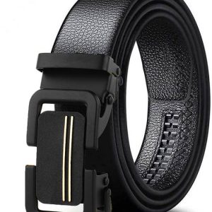 METRONAUT Men Black Texas Leatherite, Artificial Leather Belt