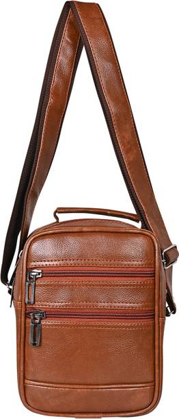 Pramadda Pure Luxury Tan Men Sling Bag - Medium Styler Leather Sling Bag for...