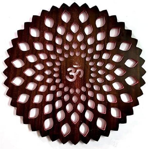 KV Art Round Om Brown Frames Home Décor Wall Art MDF Wo...