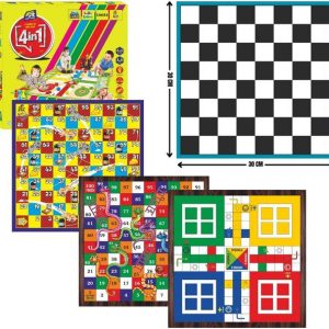 Fast Rush 4-in-1 Board Game Combo Chess Board Game Snak...