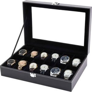 Zenwood Unisex 12 Slots Watch Box Organizer PU Leather Watches ...