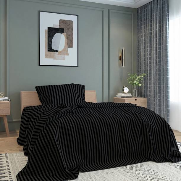 BELVOSTUM 280 TC Microfiber Single Striped Flat Bedshee...